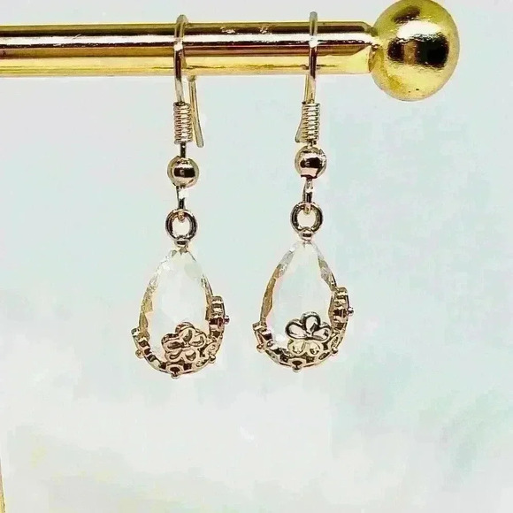 Crystal Gold Water Drop Earring - Picture 1 of 5